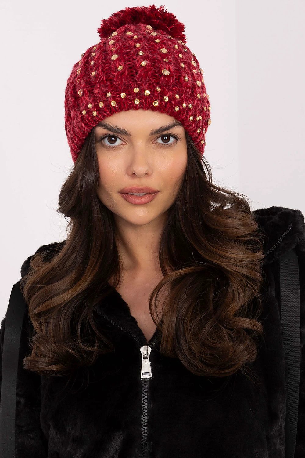 Warm Women Beanie With Zircon Embellishments Luxurious Shine by AT
