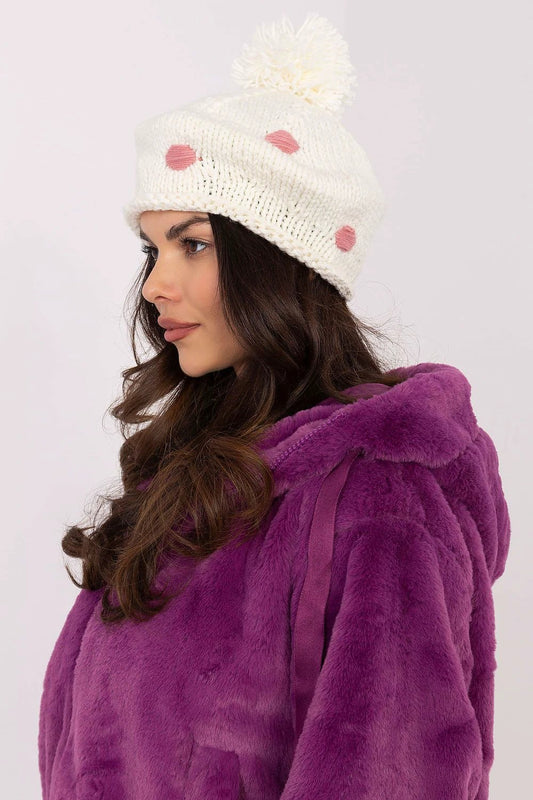 Cap At Cute Winter Beanie With Decorative Dots Soft Comfort by AT