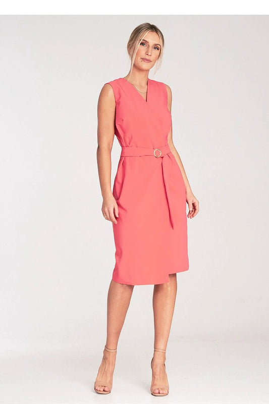 Figl Daydress - Stylish Midi Sleeveless Wrap Dress with Belt and Golden Buckle for Women by Figl