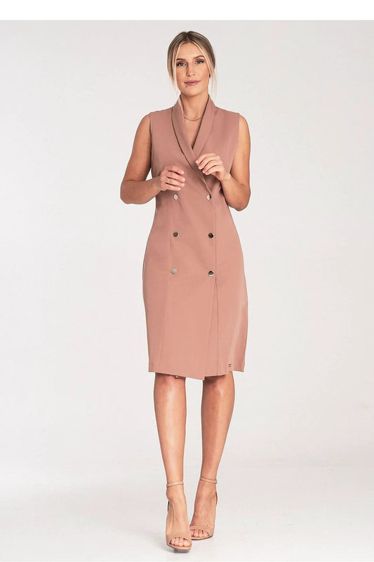 Figl Daydress - Elegant Sleeveless Midi Dress for Women with Flared Bottom and Double Breasted Snaps by Figl