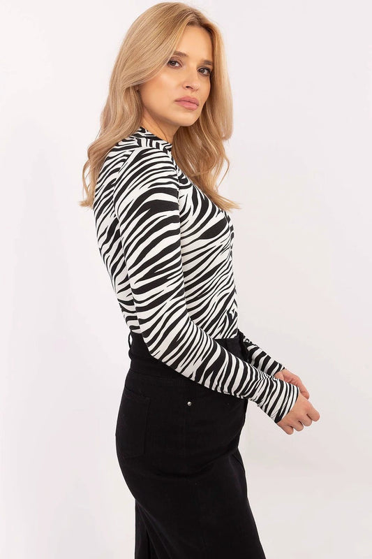 Blouse Factory Animal Motif Blouse - Comfortable Viscose Elastane Blend for Everyday Wear by Factory Price