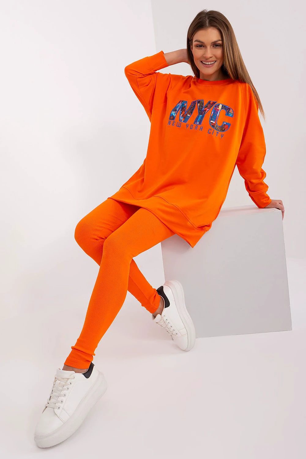 Set Factory Women's High-Quality Comfortable Sweatshirt and Leggings Set with Stylish Print by Factory Price