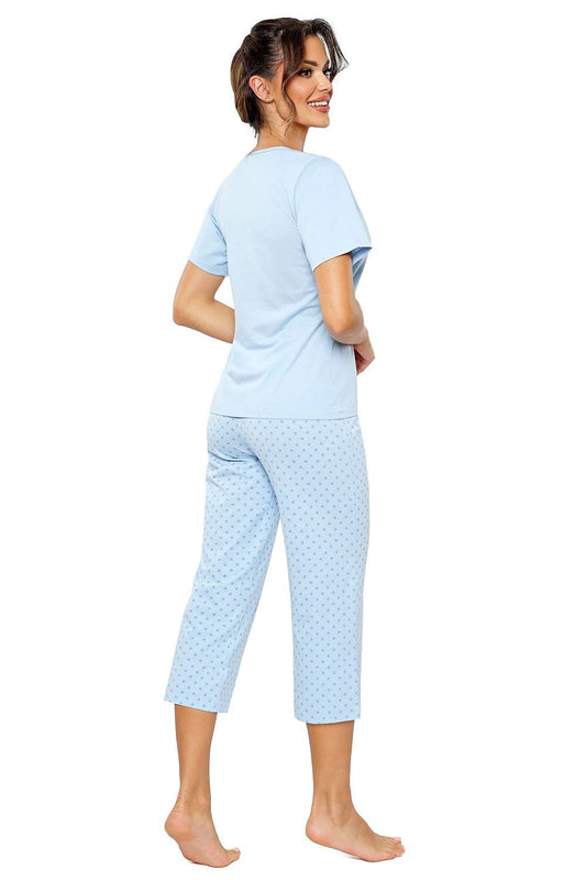 Donna Women's Pyjama - Soft Breathable Cotton in Blue with Elongated Sleeves for Comfortable Sleep by Donna