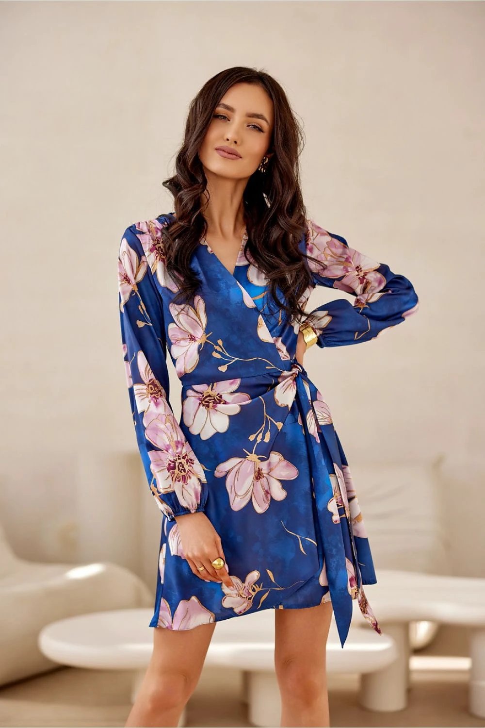 Roco Fashion Women's Daydress - Stylish Multicolor Wrap Design with Long Sleeves, Flared Bottom and Adjustable Tie Waist by Roco Fashion