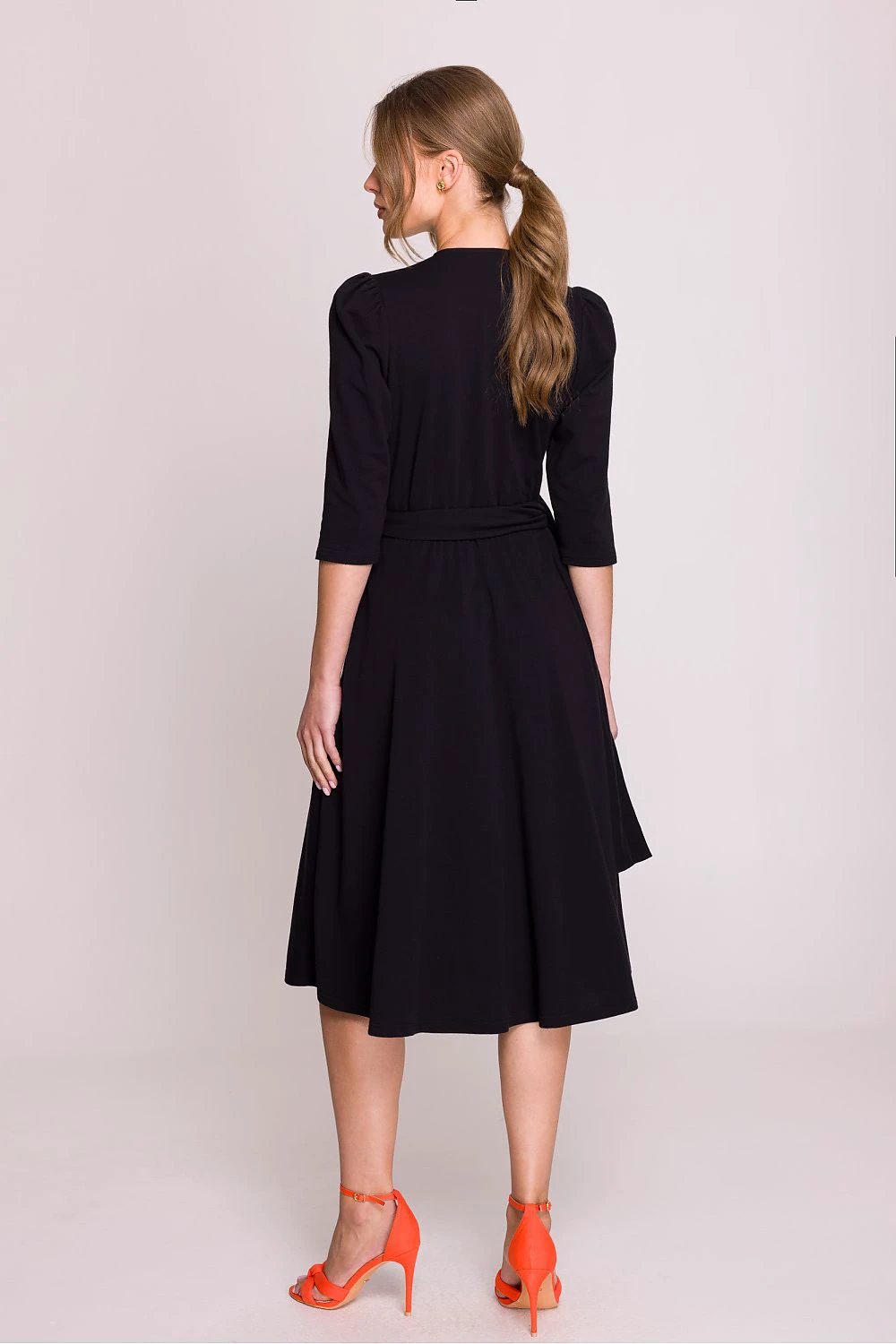 Stylove Daydress - Elegant Comfortable Modal Fabric V-Neck Dress with Flared Bottom and Waist Tie by Stylove
