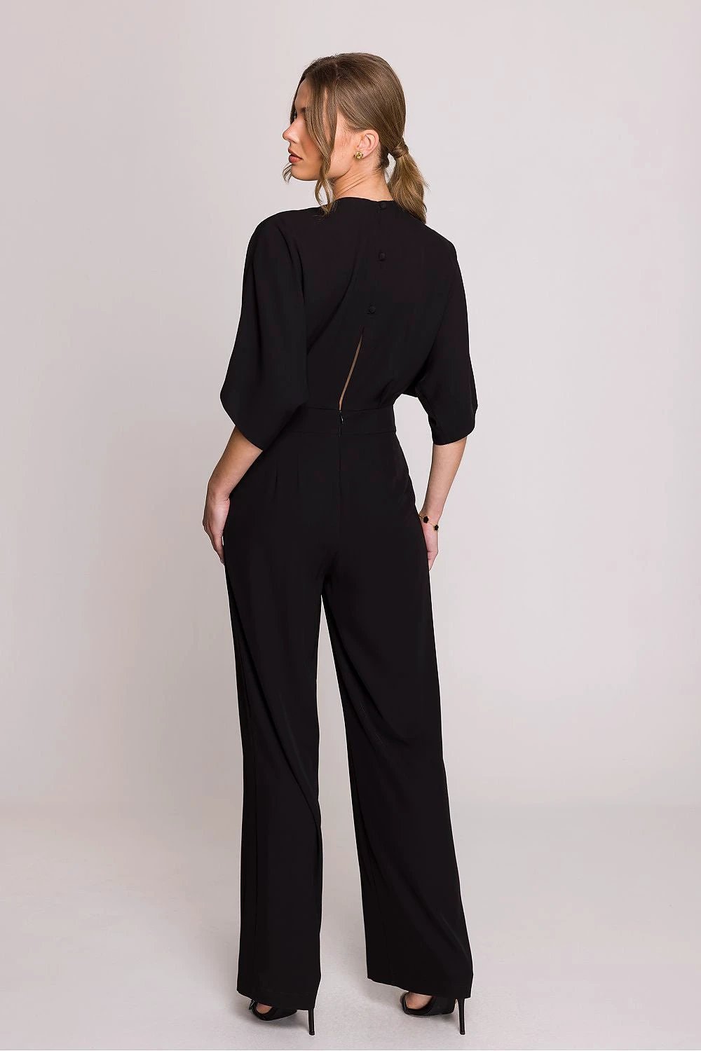 Stylove Women's Wrap Jumpsuit - Elegant V-Neck Design with Short Sleeves and Flared Pants for Comfort and Style by Stylove