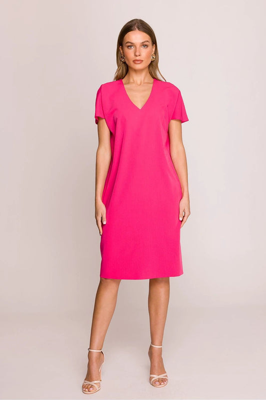 Stylove Daydress - Comfortable Loose Fit Knee-Length Dress with Short Sleeves and V-Neck by Stylove