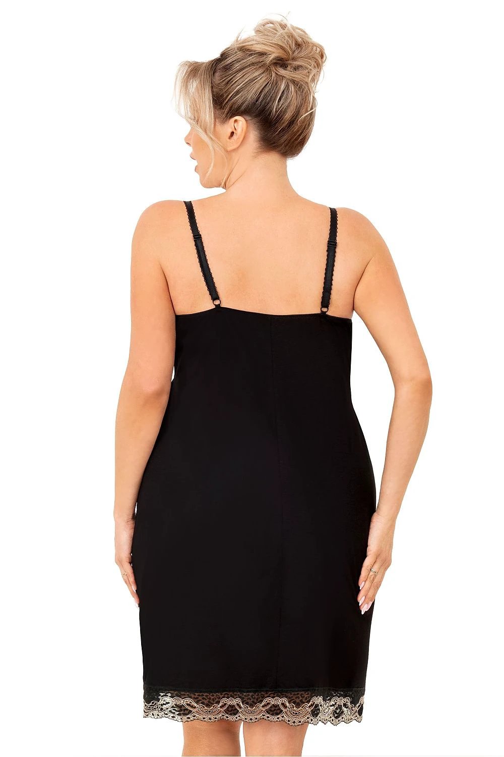 Donna Plus Size Women's Nightgown - Soft Breathable Fabric with V-Neck Lace and Adjustable Straps by Donna