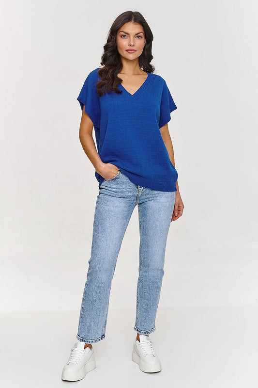 Makadamia Beige Gilet - Comfortable V-Neck Sweater Vest for Women, Made with Soft Viscose Blend by Makadamia