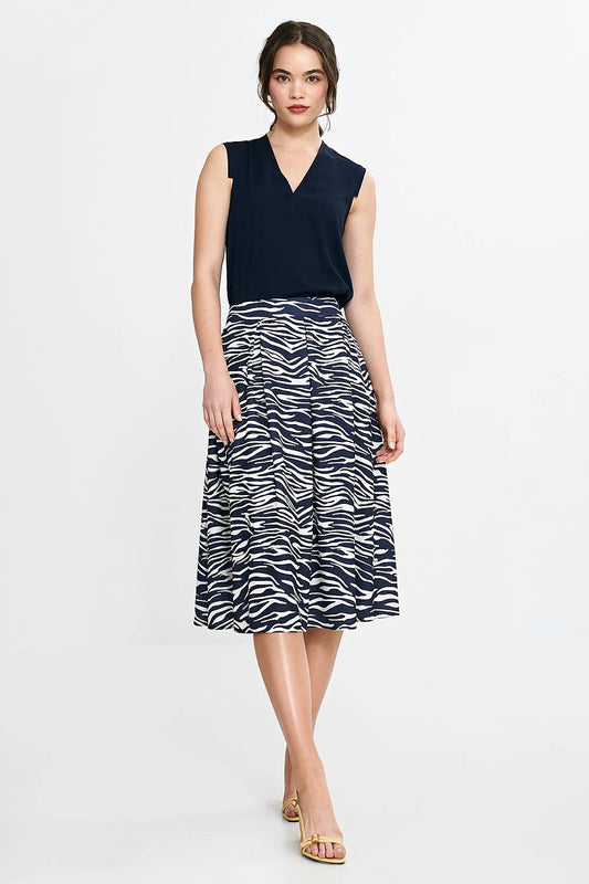 Nife Women's Midi Skirt - Elegant Regular Cut with Decorative Pleats, Hidden Pockets, and Back Zipper for Comfort and Perfect Fit by Nife