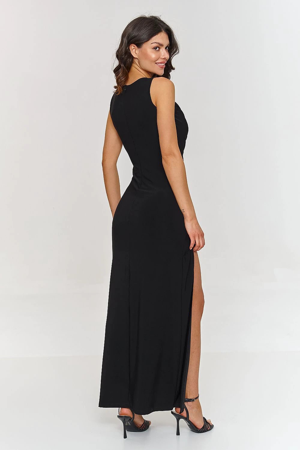 Makadamia Cocktail Dress - Enhances Silhouette with Elegant Ruching and Leg Slit by Makadamia