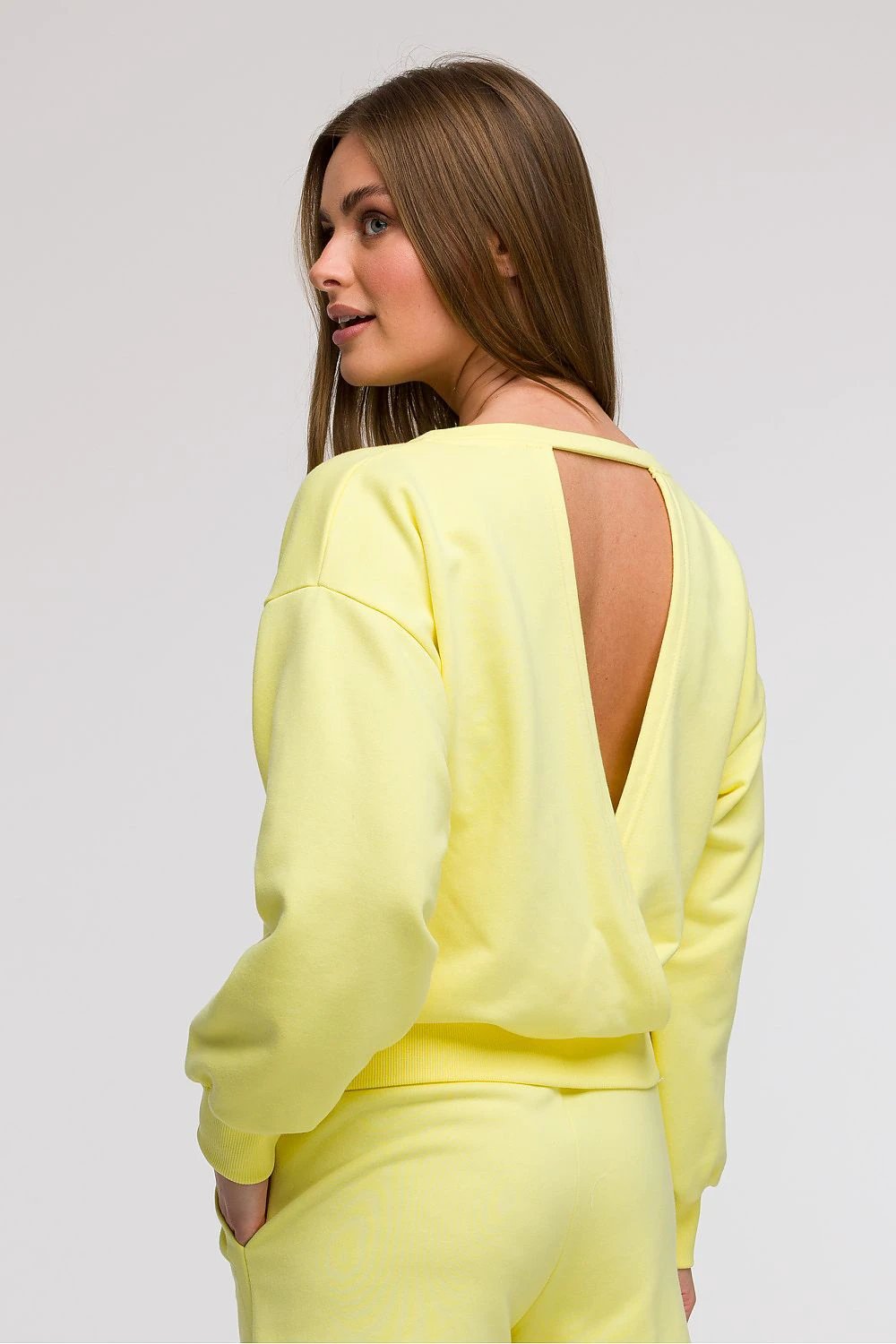 BeWear Oversized Open Back Sweatshirt - Comfortable Polish Design With Elegant Wrap Neckline by BeWear