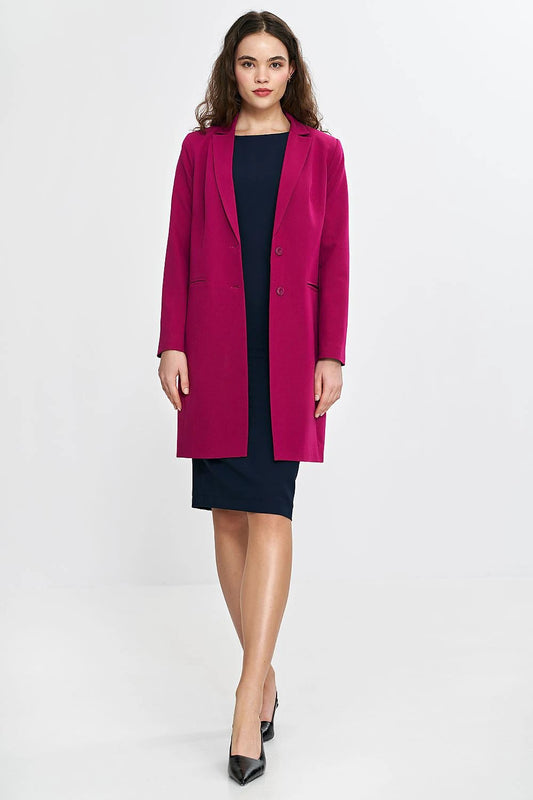 Nife Women's Elegant Knee-Length Blazer - Stylish Loose Cut with Comfortable Lining and Timeless Design by Nife