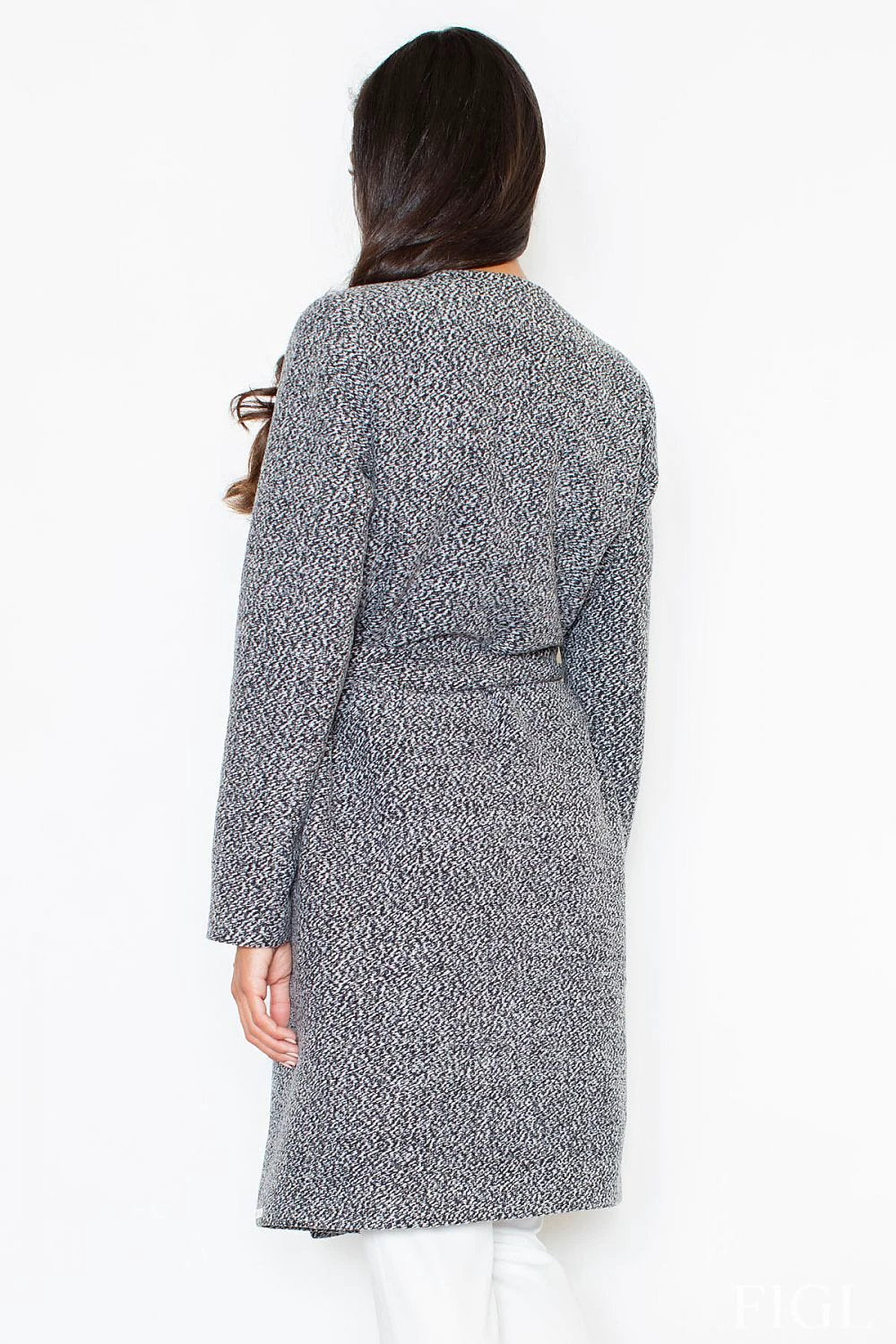 Figl Women's Oversize Autumn Coat - Elegant Fleece Lined with Large Lapels and Waist Tie for Ultimate Comfort by Figl