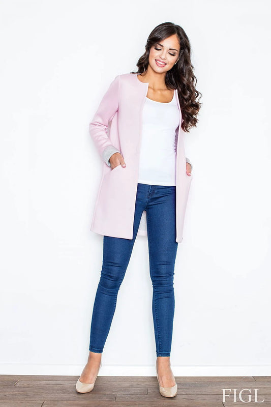 Figl Women's Jacket 43769 - Elegant Feminine Cut Lined Polyester Coat with Front Pockets by Figl