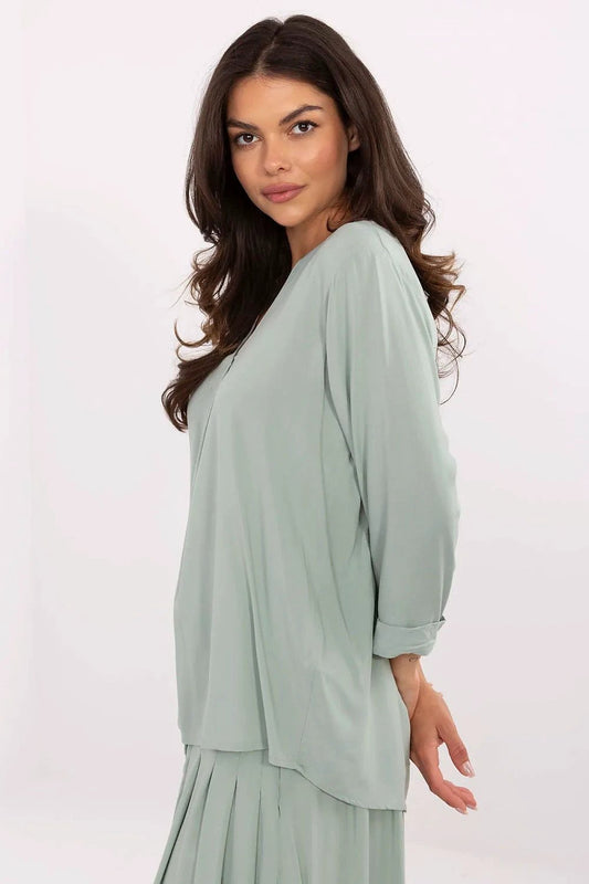 Casual V Neck Blouse in Eco Viscose with 3/4 Sleeves by Sublevel
