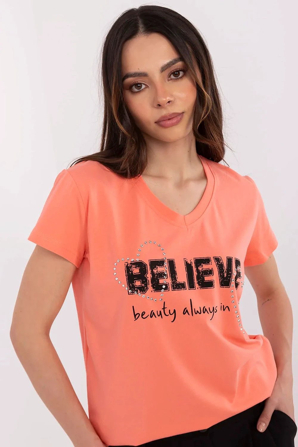 T-Shirt Factory Women's Casual V-Neck T-Shirt - Soft Stretchy Cotton Blend for Comfort and Fit by Factory Price