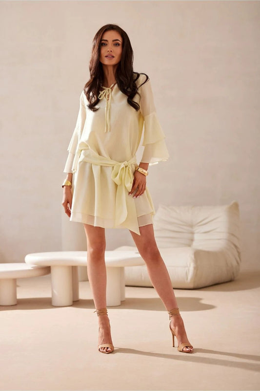 Roco Fashion Women's Knee-Length Cocktail Dress - Breathable Lyocell Fabric with V-Neck and Adjustable Waist by Roco Fashion