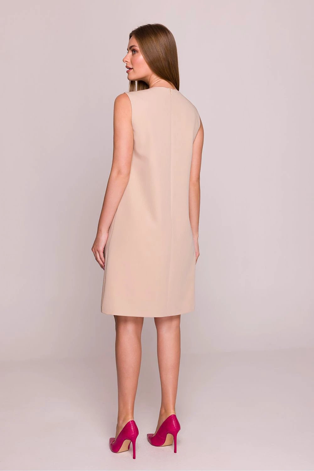 Stylove Daydress - Elegant Sleeveless Dress with Satin Finish and Metal Neckline Detail by Stylove