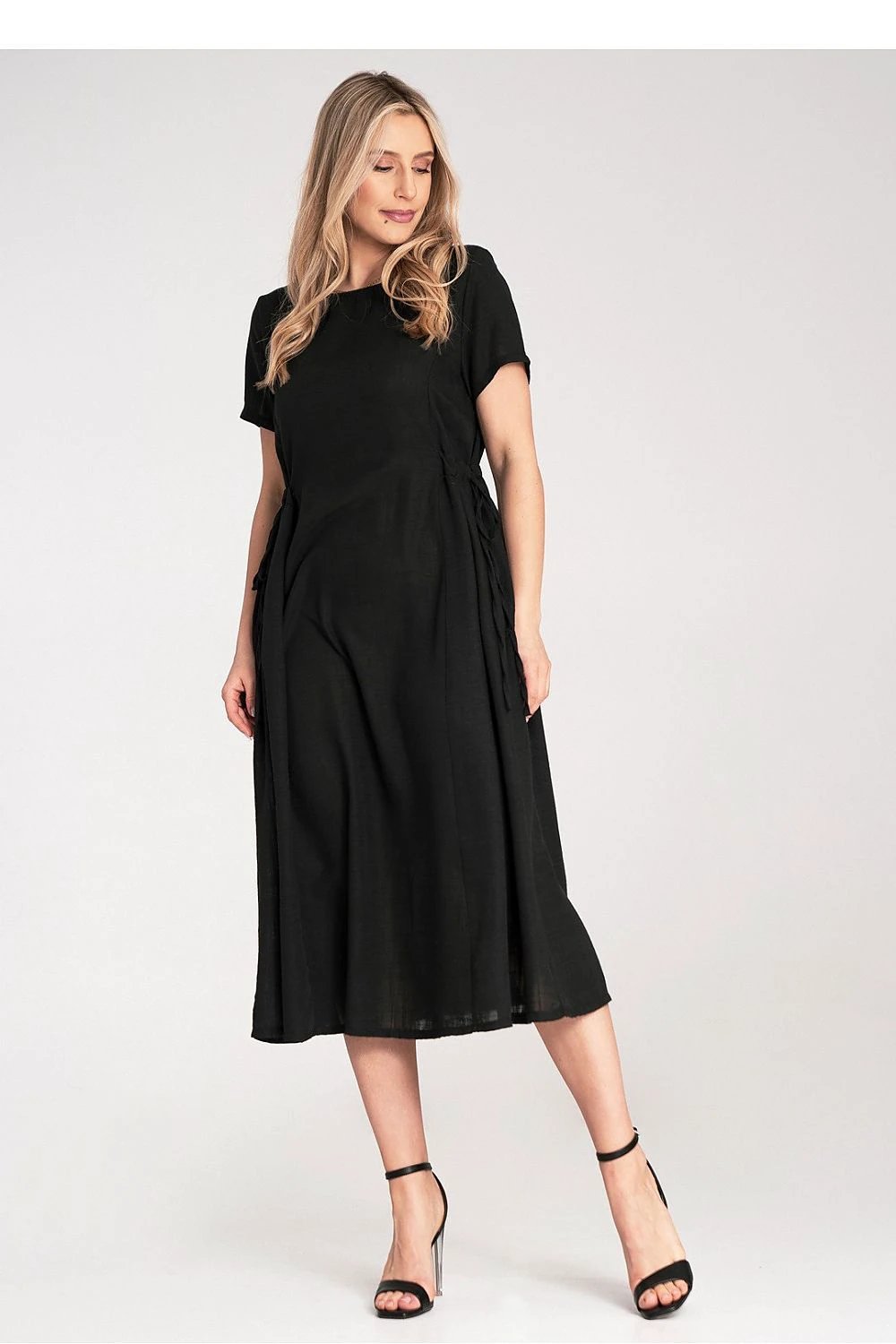 Figl Daydress - Women's Comfortable Midi Dress with Short Sleeves and Flared Hem for Versatile Styling by Figl