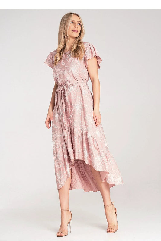 Figl Daydress - Lightweight Floral Midi Dress with Embossed Texture and Ruffles by Figl