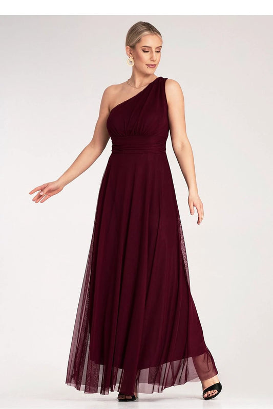 Figl Evening Maxi Dress - Elegant Asymmetrical Cut With Flowing Material And Ruching by Figl