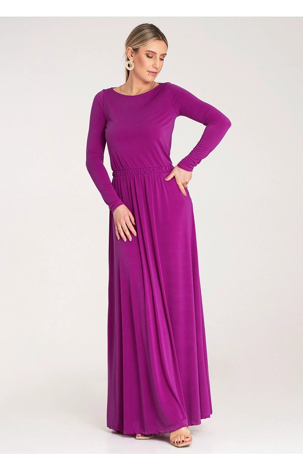 Figl Daydress - Women's Comfortable Maxi Dress with Long Sleeves and Elastic Waist by Figl