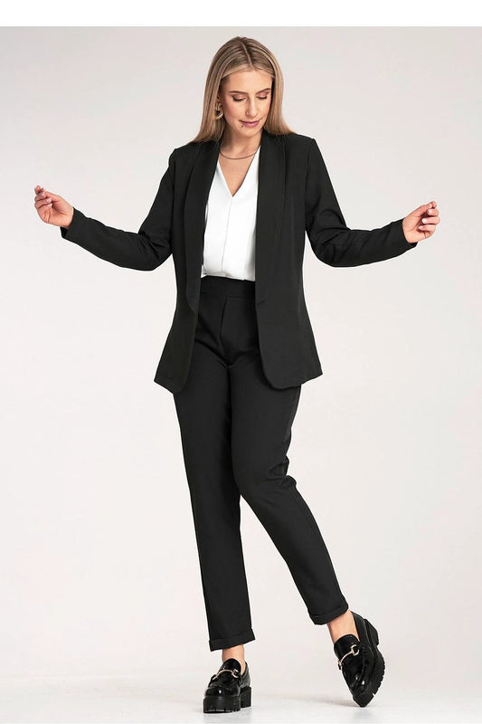 Figl Elegant Women's Trousers - Comfortable High-Waist Fitted Cut with Elastic Band and Slip Pockets by Figl