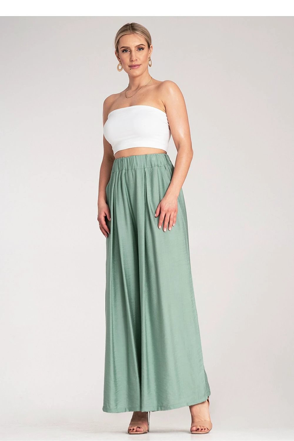Figl Loose Wide Trousers - Lightweight Breathable Material with Elastic Waistband by Figl