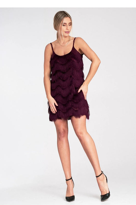 Figl Women's Evening Maxi Dress - Loose Fit with Decorative Fringes, Adjustable Straps and Lining by Figl