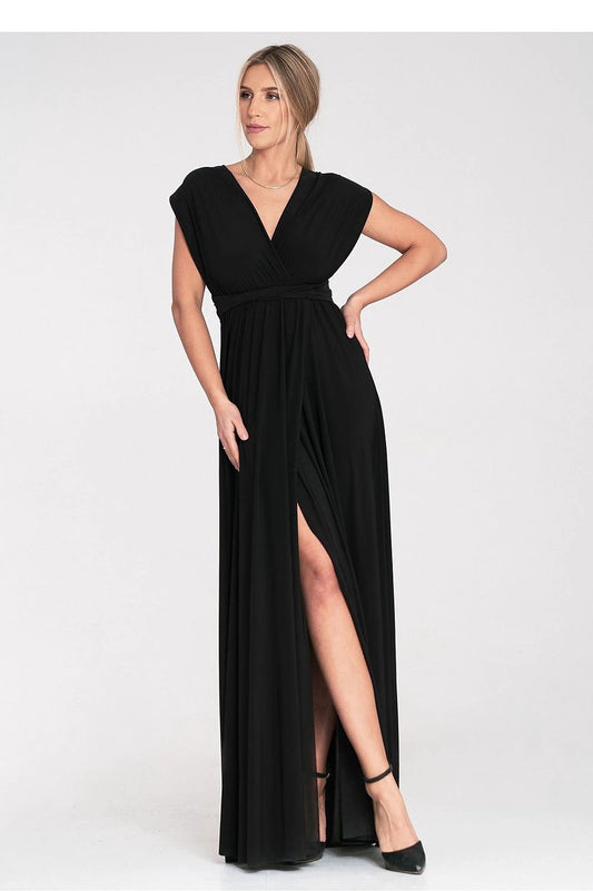 Figl Maxi Dress - Universal Tie For Multiple Styles, Sweetheart Neckline And Front Slit by Figl