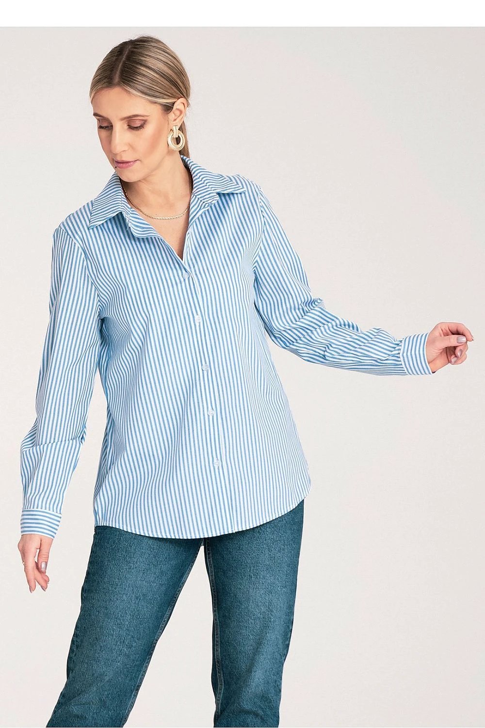 Figl Men's Long Sleeve Button-Up Shirt - Lightweight Vertical Stripes for Comfortable Office and Everyday Wear by Figl