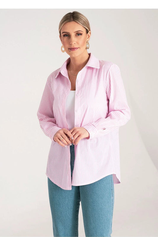 Figl Long Sleeve Vertical Stripe Shirt - Lightweight and Comfortable for Office and Everyday Wear by Figl