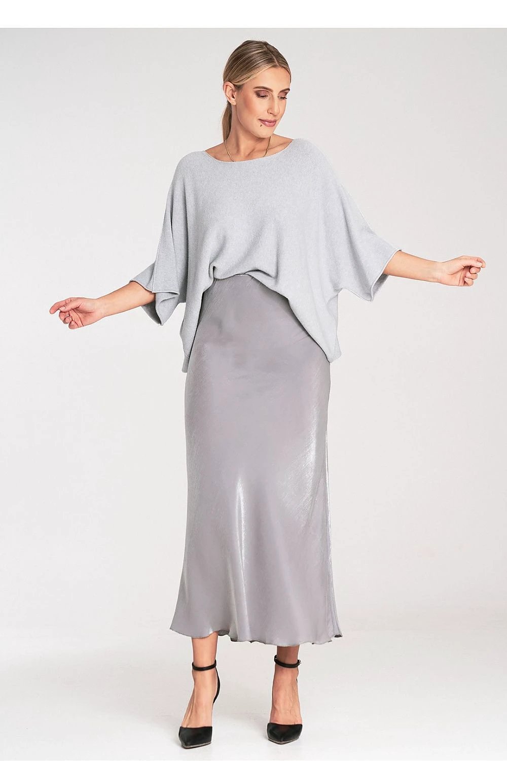 Figl Women's Midi Satin Skirt - Elastic Waistband and Luxurious Fabric Blend for Comfort by Figl