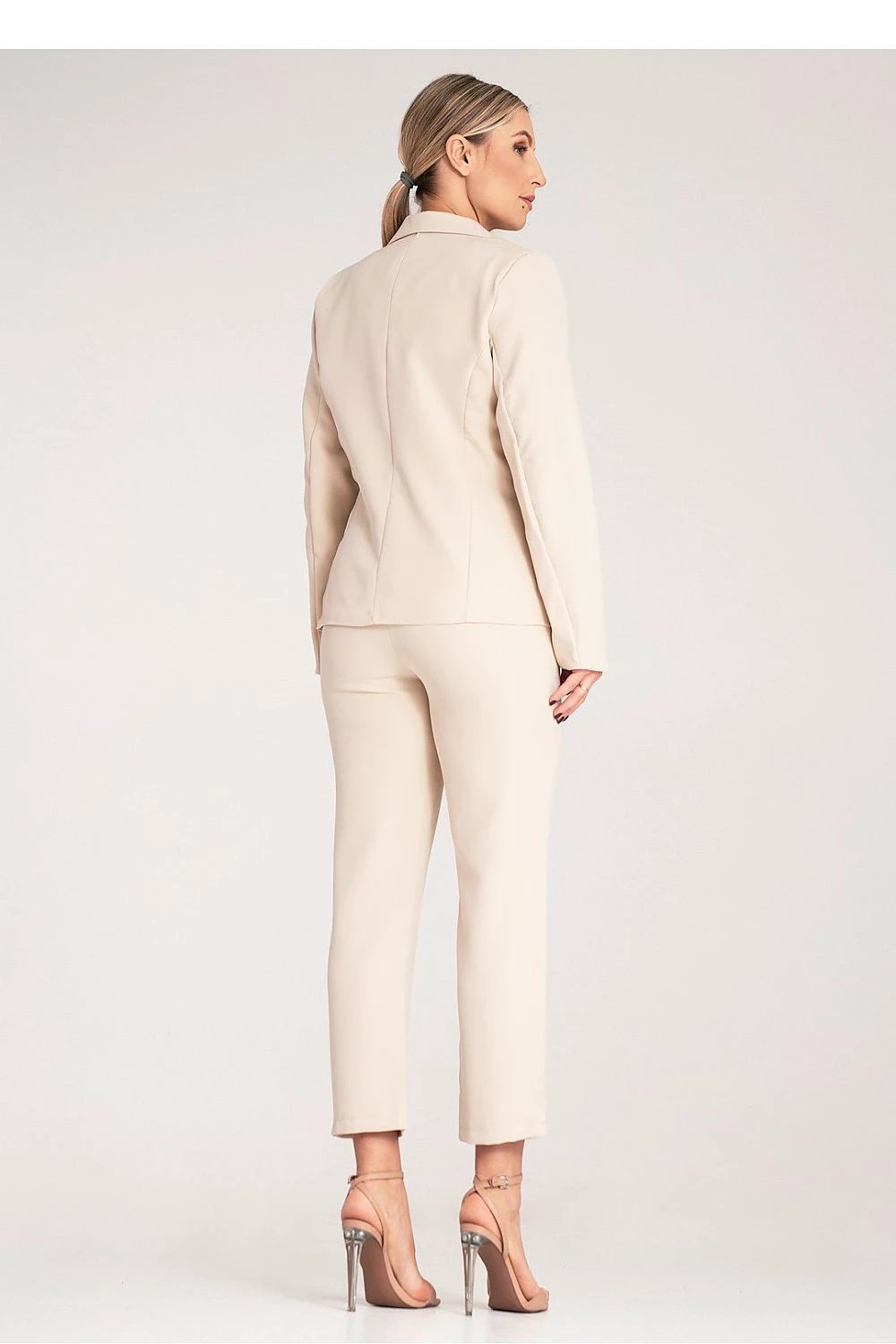 Figl Women's Elegant Suit Set - Classic Fitted Jacket with One Button and High-Waisted Trousers with Pockets by Figl