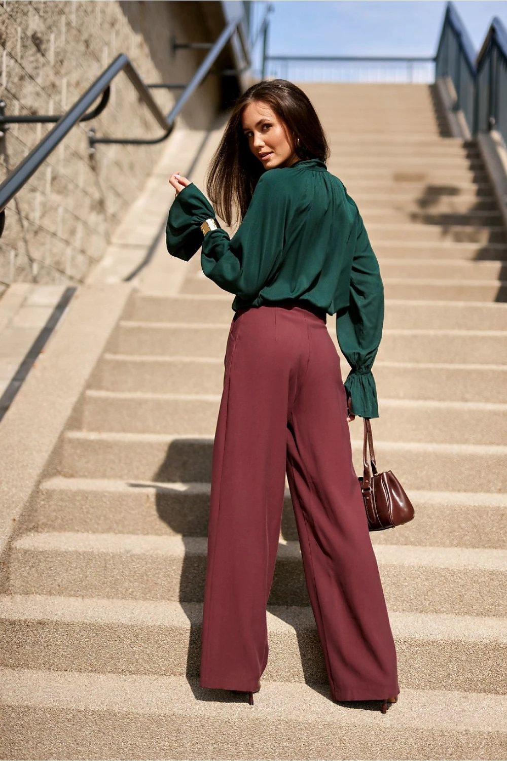 Roco Fashion Red Viana Wide-Leg Trousers - Elegant High-Waist Design for Comfort and Silhouette Enhancement by Roco Fashion