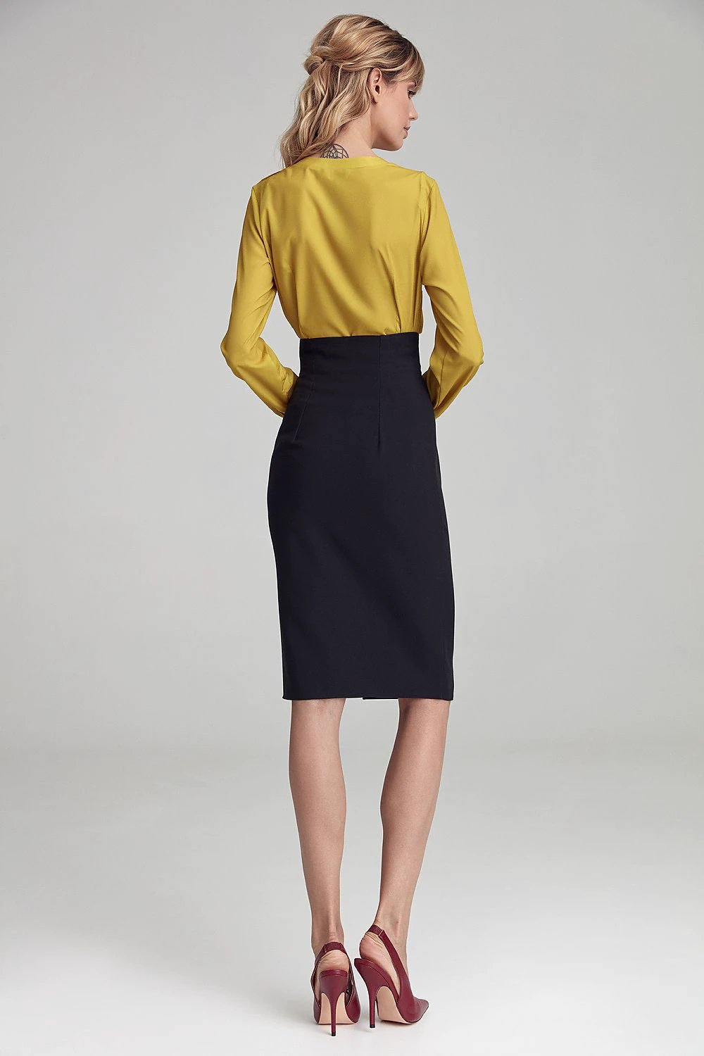 Nife Pencil Knee-Length Skirt - Comfortable Viscose Fabric for Stylish Office Wear by Nife