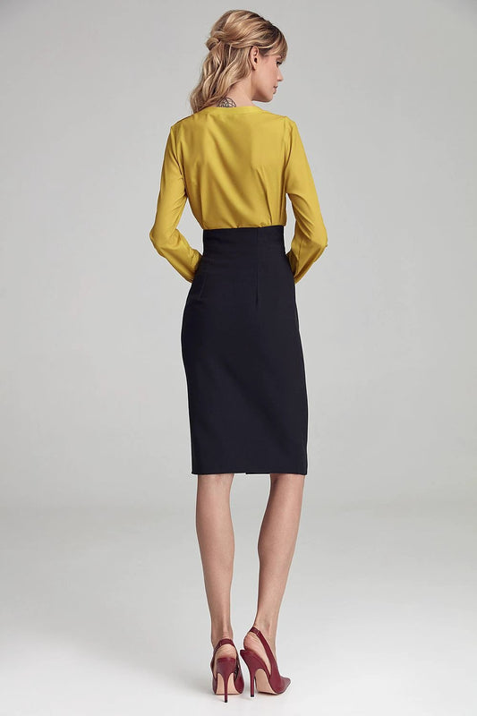 Nife Pencil Knee-Length Skirt - Comfortable Viscose Fabric for Stylish Office Wear by Nife