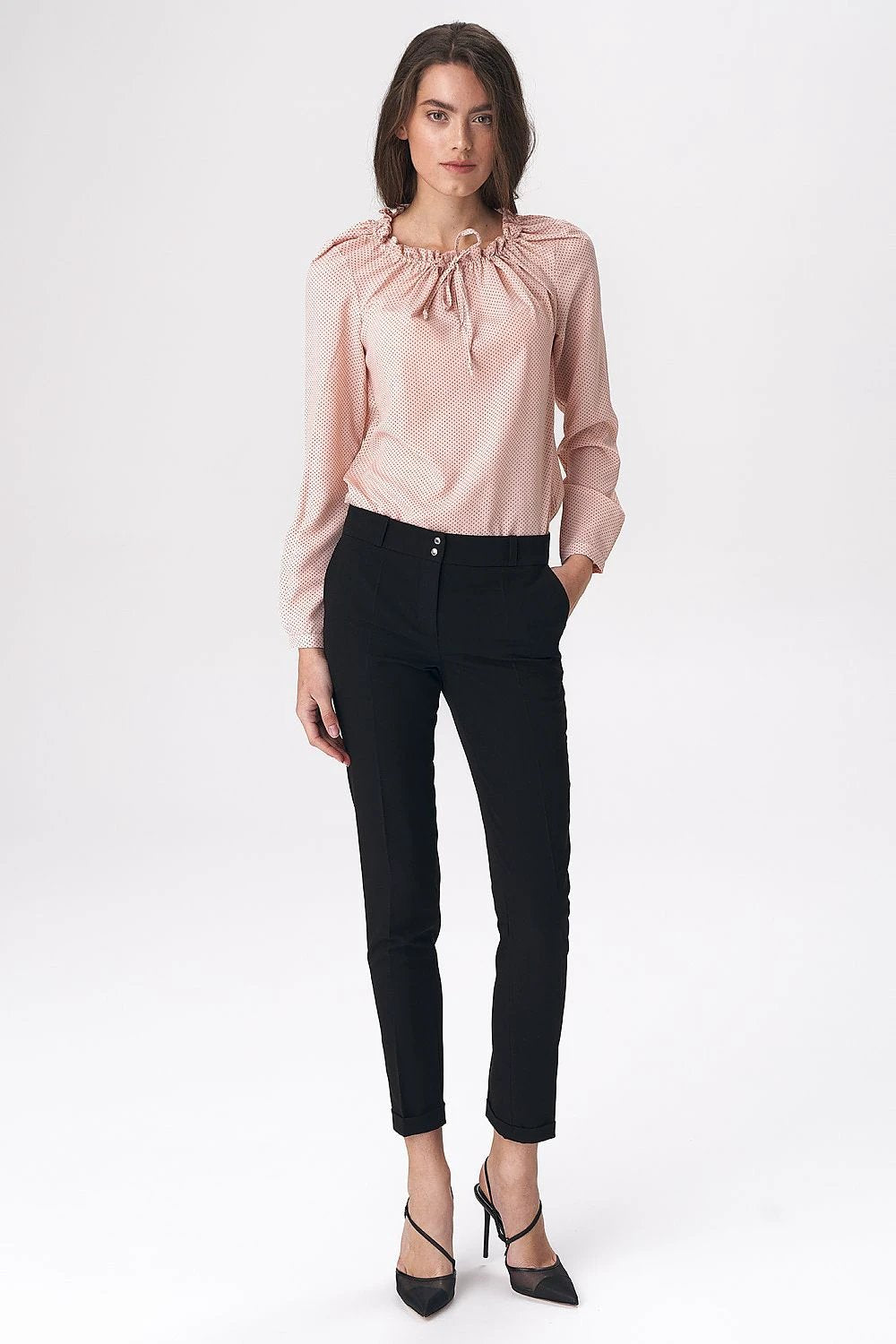 Nife Women's Black Trousers - Comfortable Tailored Cut with Snap Fastening and Spandex Blend by Nife