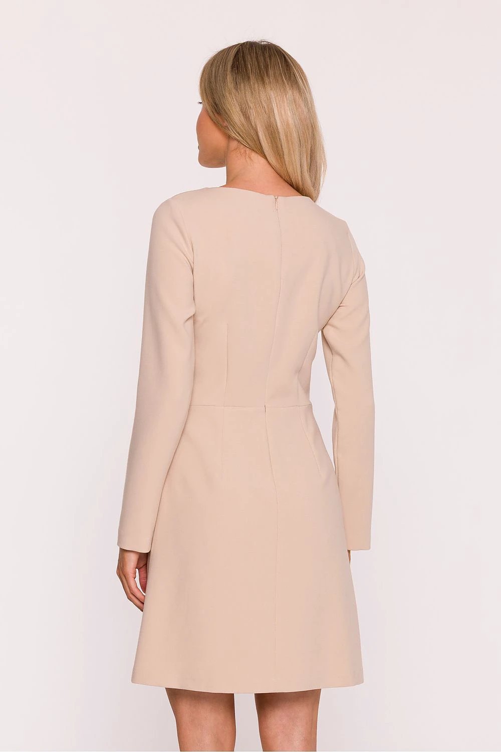 Stylove Daydress - Elegant Long Sleeve Dress with Soft Fabric, Fitted Waist and Golden Buttons for Timeless Style by Stylove