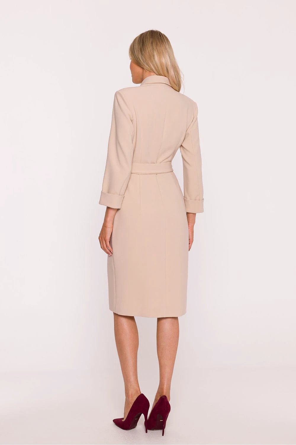 Stylove Daydress - Elegant Women's Wrap-Around Dress with V-Neck, 7/8 Sleeves and Tie Belt for Everyday Wear by Stylove