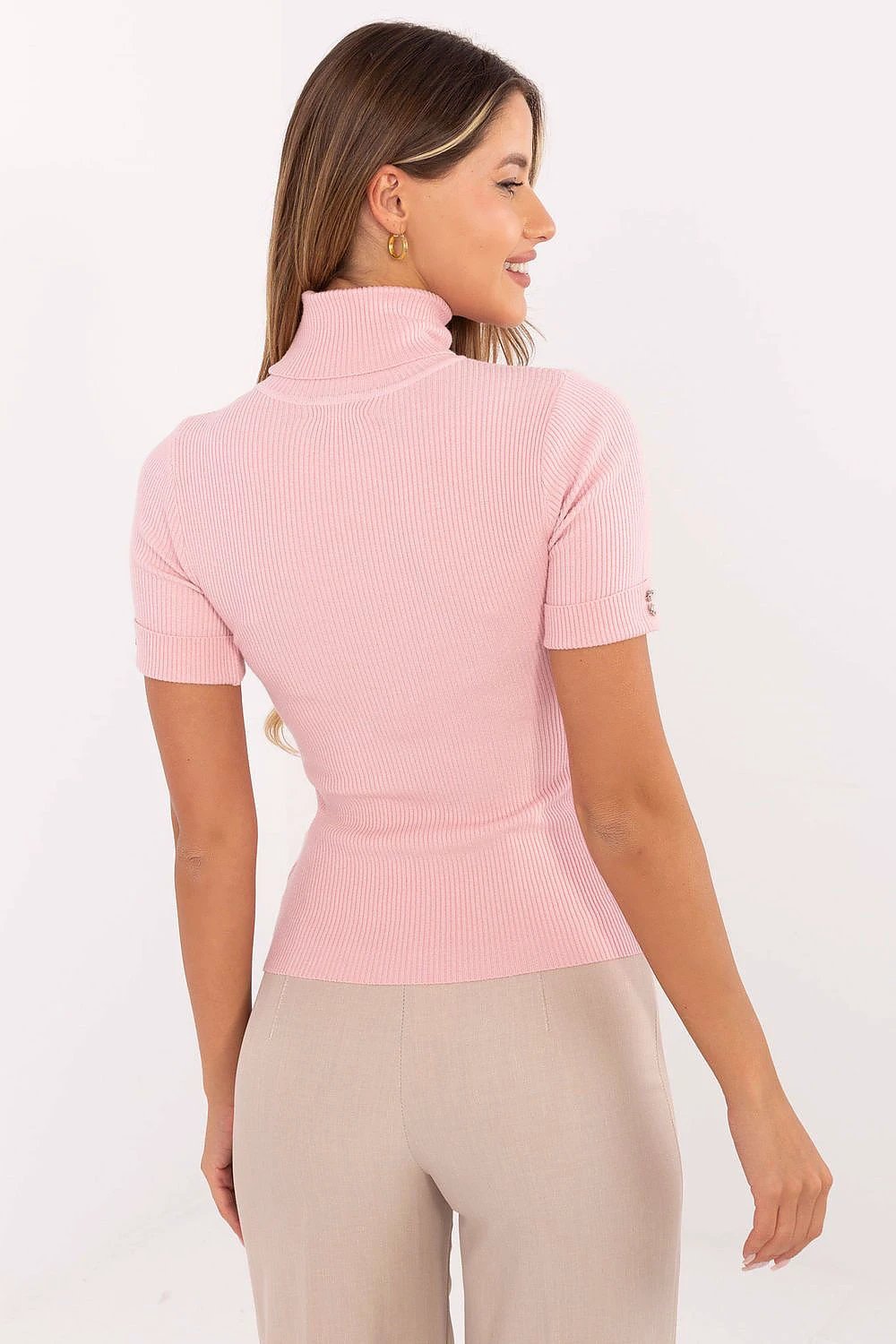 Elegant Women's Short Sleeve Sweater - Stretchy Viscose Blend for Comfort and Freedom of Movement by Factory Price