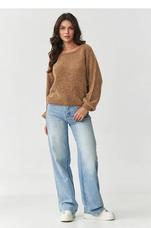 Makadamia Women's Beige Jumper - Luxurious Kid Mohair and Wool Blend for Comfort and Warmth by Makadamia