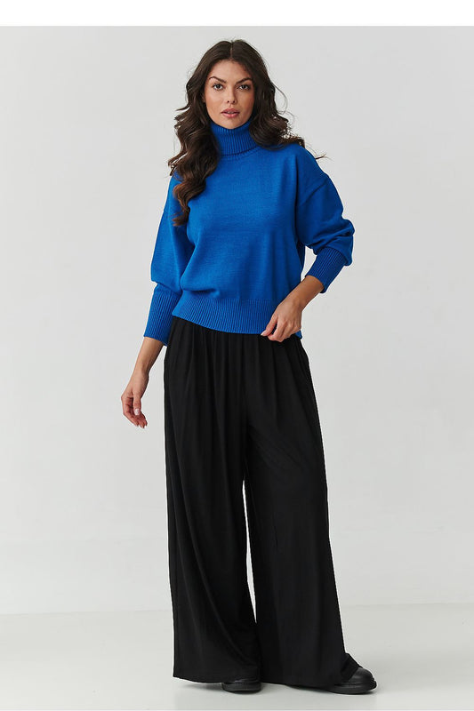 Makadamia Women's Blue Turtleneck Sweater - Soft, Elastic, Durable Fabric for Comfort by Makadamia