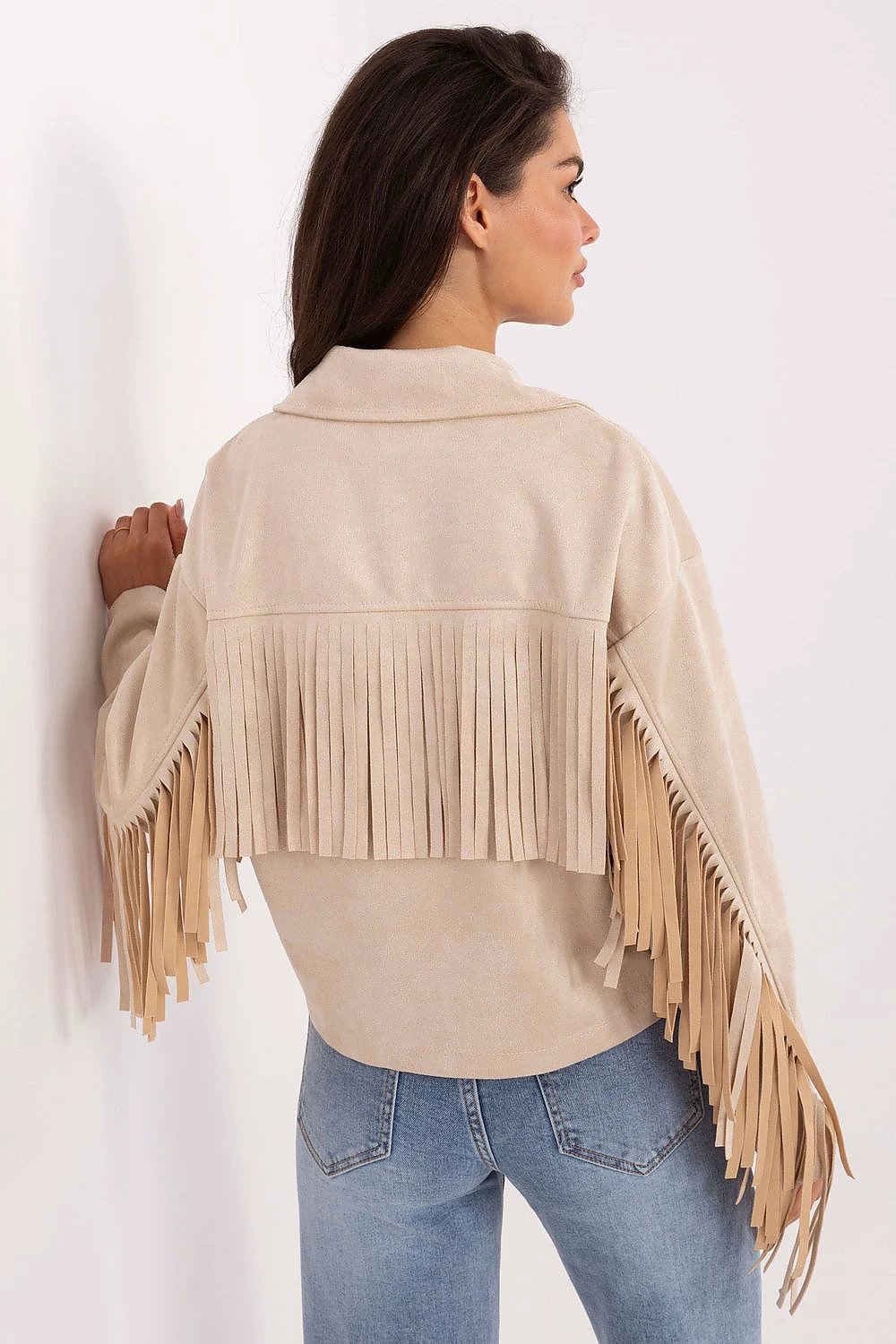 Jacket Factory Women's Short Fringed Transitional Jacket - Trendy Design with Comfortable Polyester Blend for Everyday Wear by Factory Price