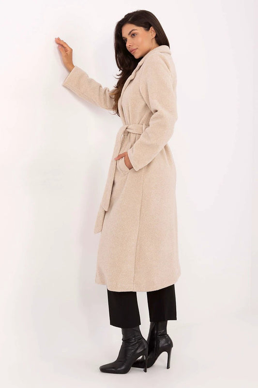 Coat Factory Long Boucle Women's Coat - Stylish Autumn/Winter Essential With Varied Texture And Lapels by Factory Price