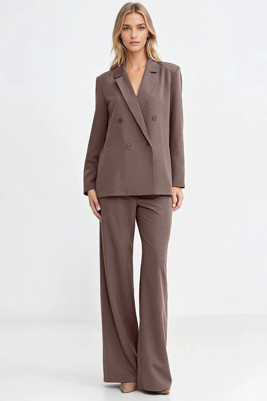 Nife Oversized Women's Blazer - Elegant Double-Breasted Design with Lapel Collar and Shoulder Pads by Nife