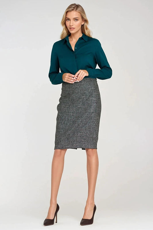 Nife Classic Women's Long Sleeve Viscose Shirt - Elegant Minimalist Design with Collar and Cuffs by Nife