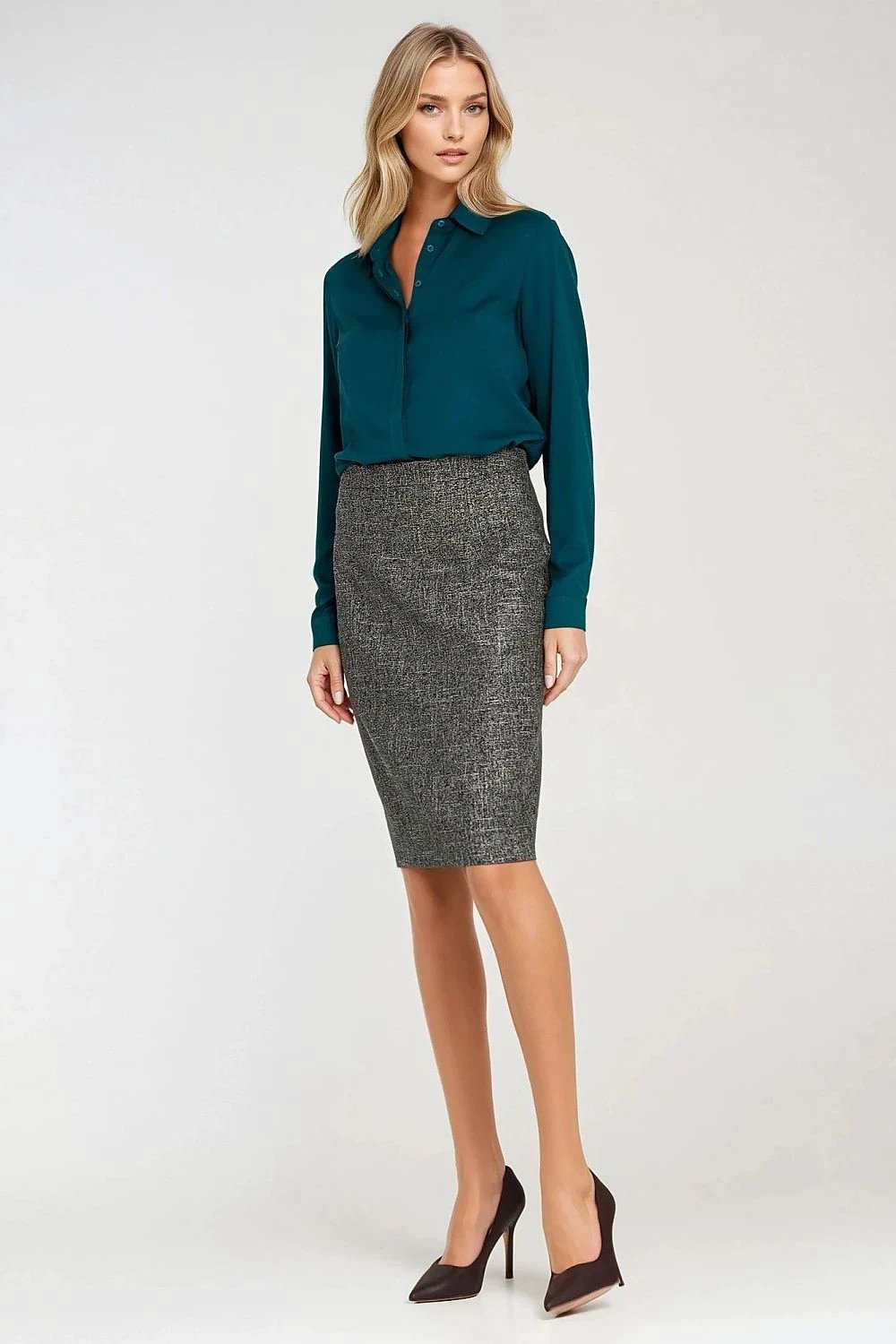 Nife Classic Women's Long Sleeve Viscose Shirt - Elegant Minimalist Design with Collar and Cuffs by Nife