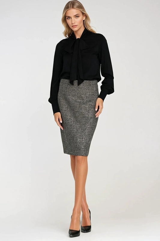 Nife Elegant Fit Women's Knee-Length Skirt - Unique Mottled Texture and Versatile Styling for Office and Casual Outfits by Nife
